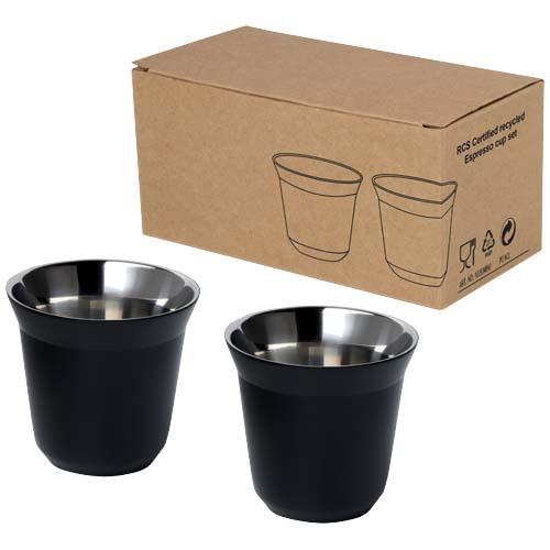 Duo zestaw filiżanek do espresso ze stali nierdzewnej z certyfikatem RCS 80 ml -64707