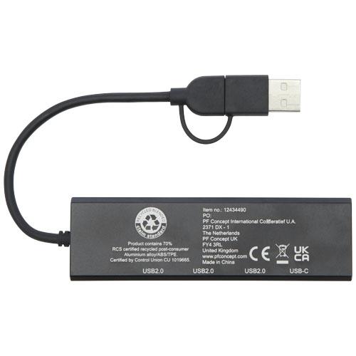 Rise hub USB 2.0 z aluminium pochodzącego z recyklingu z certyfikatem RCS-53265