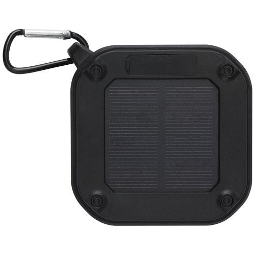 Solo plastikowy głośnik solarny Bluetooth® IPX5 o mocy 3 W z karabińczykiem wykonany z tworzywa pochodzącego z recyklingu z c-53