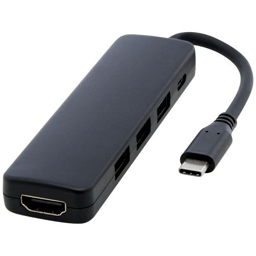 Loop adapter multimedialny USB 2.0-3.0 z portem HDMI wykonany z tworzyw sztucznych pochodzących z recyklingu z certyfikatem R-54