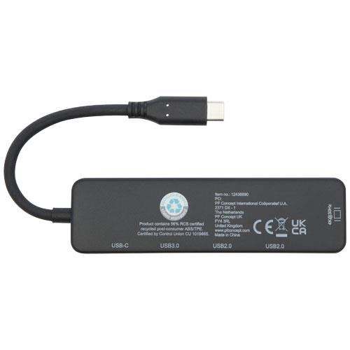 Loop adapter multimedialny USB 2.0-3.0 z portem HDMI wykonany z tworzyw sztucznych pochodzących z recyklingu z certyfikatem R-54