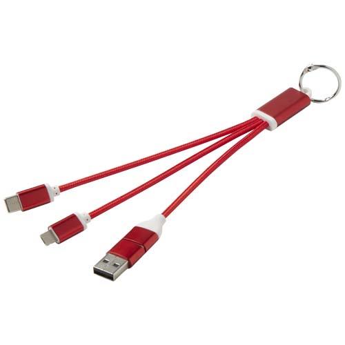 Metal kabel do ładowania 4 w 1 z aluminium z recyklingu z łańcuchem do kluczy-64104