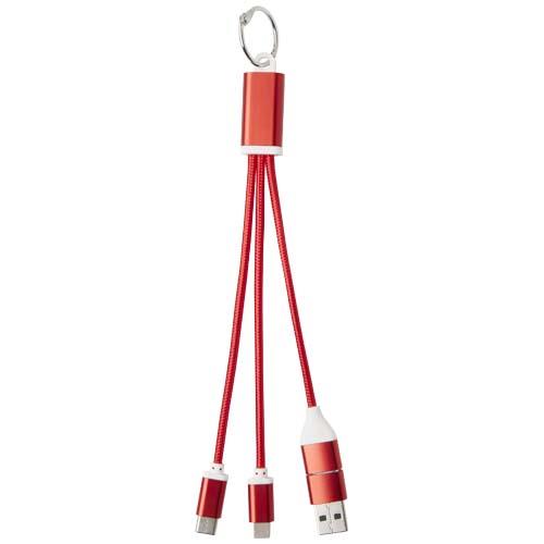 Metal kabel do ładowania 4 w 1 z aluminium z recyklingu z łańcuchem do kluczy-64105