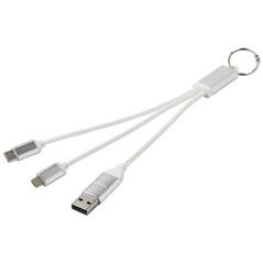 Metal kabel do ładowania 4 w 1 z aluminium z recyklingu z łańcuchem do kluczy-64108