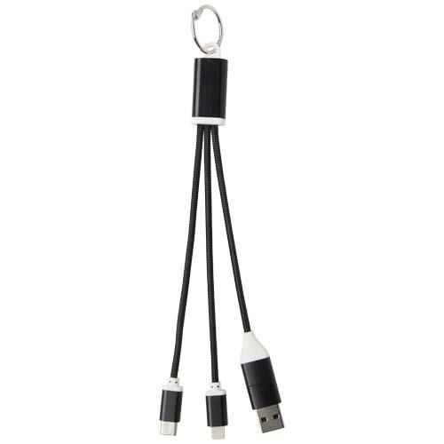 Metal kabel do ładowania 4 w 1 z aluminium z recyklingu z łańcuchem do kluczy-64111