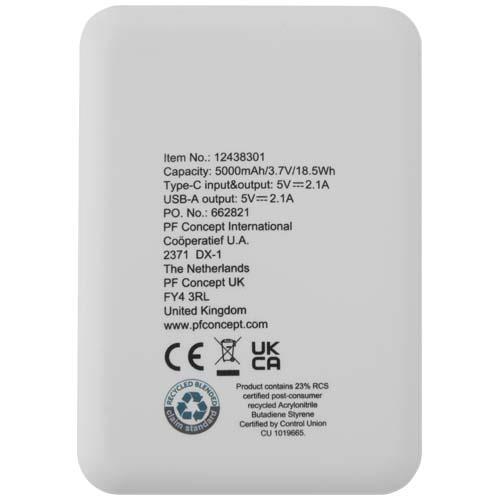 Asama powerbank o pojemności 5000 mAh Type-C z tworzyw sztucznych pochodzących z recyklingu-64114