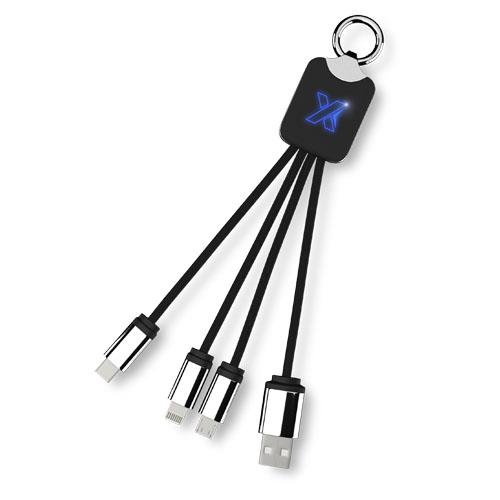 Kabel z podświetlonym logo 3w1 z brelokiem - SCX.design C15-50412