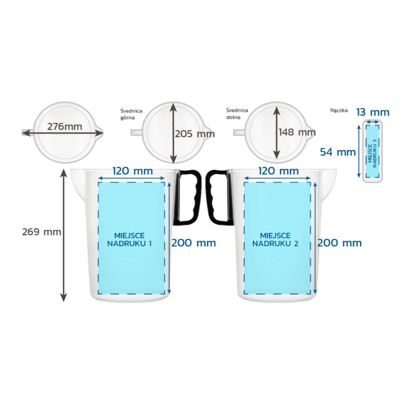 Miarka z uchwytem z logo firmy - 5000 ml, własny nadruk AMC GROUP