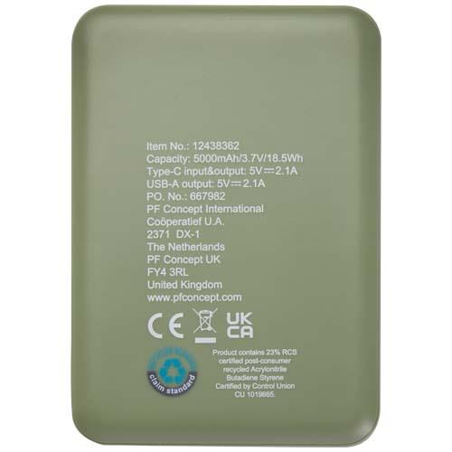 Asama powerbank o pojemności 5000 mAh Type-C z tworzyw sztucznych pochodzących z recyklingu-80626