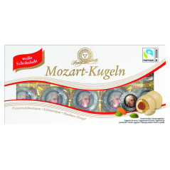 Personalizowane praliny Mozart w białej czekoladzie 200g - z Twoim logo