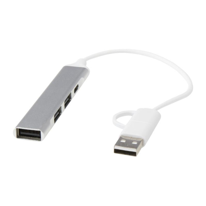 Alkaid 4-portowy hub USB-A i typu C z podwójnym wejściem wykonany z aluminium z recyklingu-82321