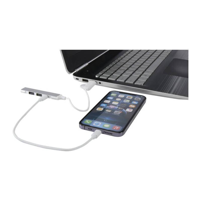 Alkaid 4-portowy hub USB-A i typu C z podwójnym wejściem wykonany z aluminium z recyklingu-82322