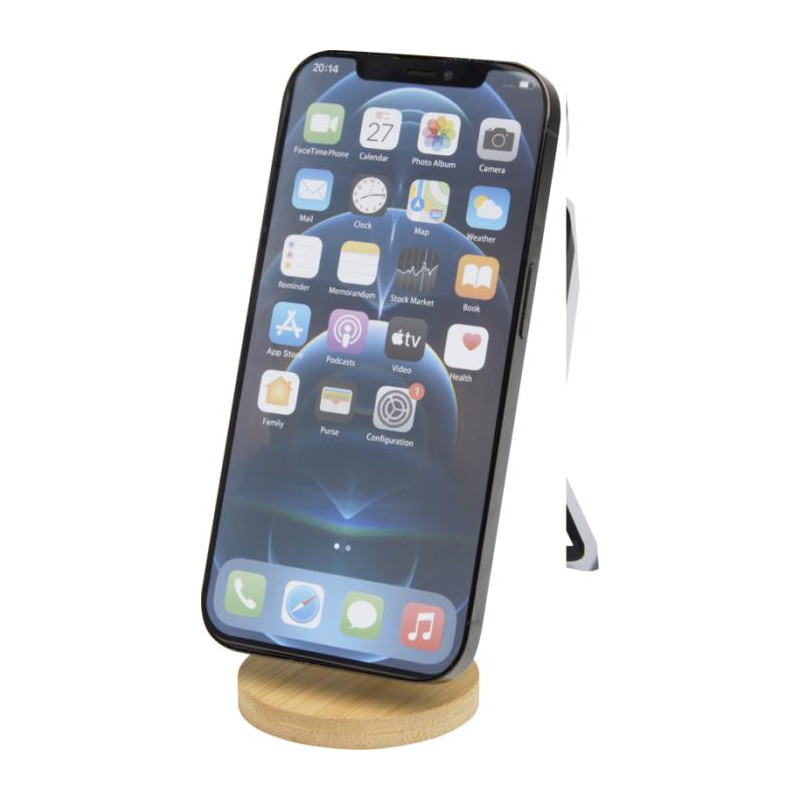 Alcor składany magnetyczny stojak na telefon wykonany z tworzyw sztucznych pochodzących z recyklingu z elementami bambusowymi-82