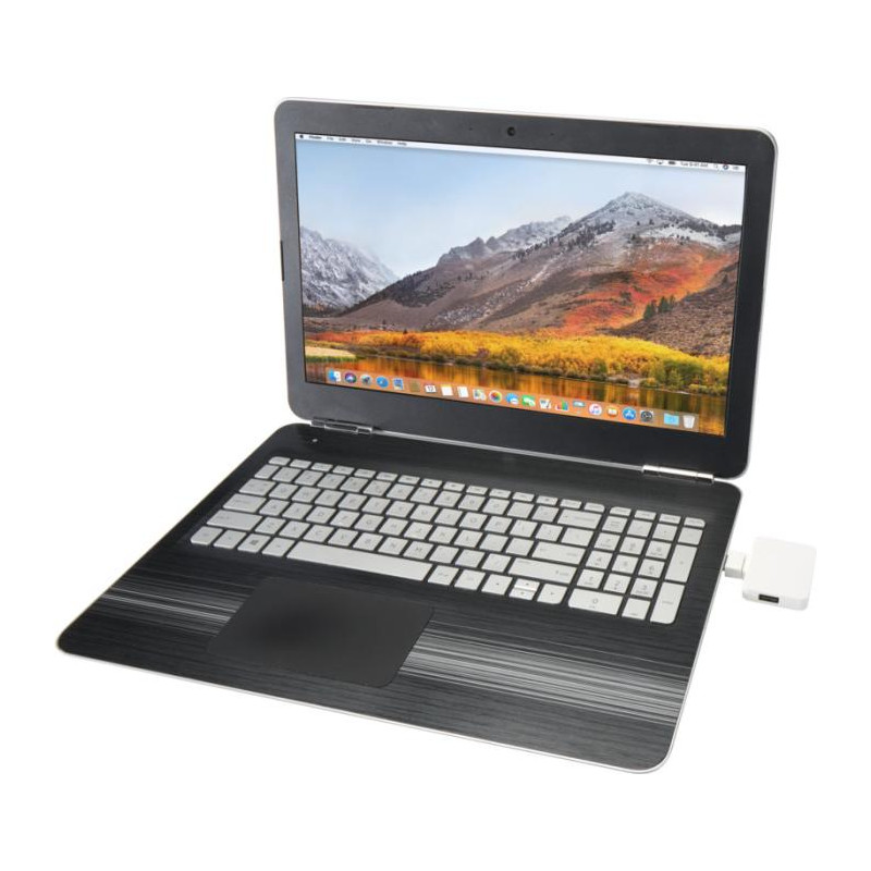 Gaia 4-portowy hub USB z wyjściem USB-A i typu C oraz podwójnym wejściem — wykonany z tworzyw sztucznych pochodzących z recyklin