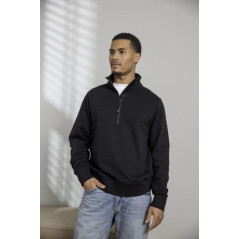 Tin sweter unisex Aware™ z materiałów z recyklingu z zamkiem błyskawicznym na 1/4 długości - z własnym logo