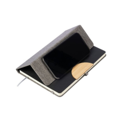 Notatnik A5 ze stojakiem na telefon w linie - z indywidualnym nadrukiem, logo